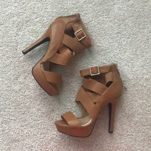 Chestnut strappy heels